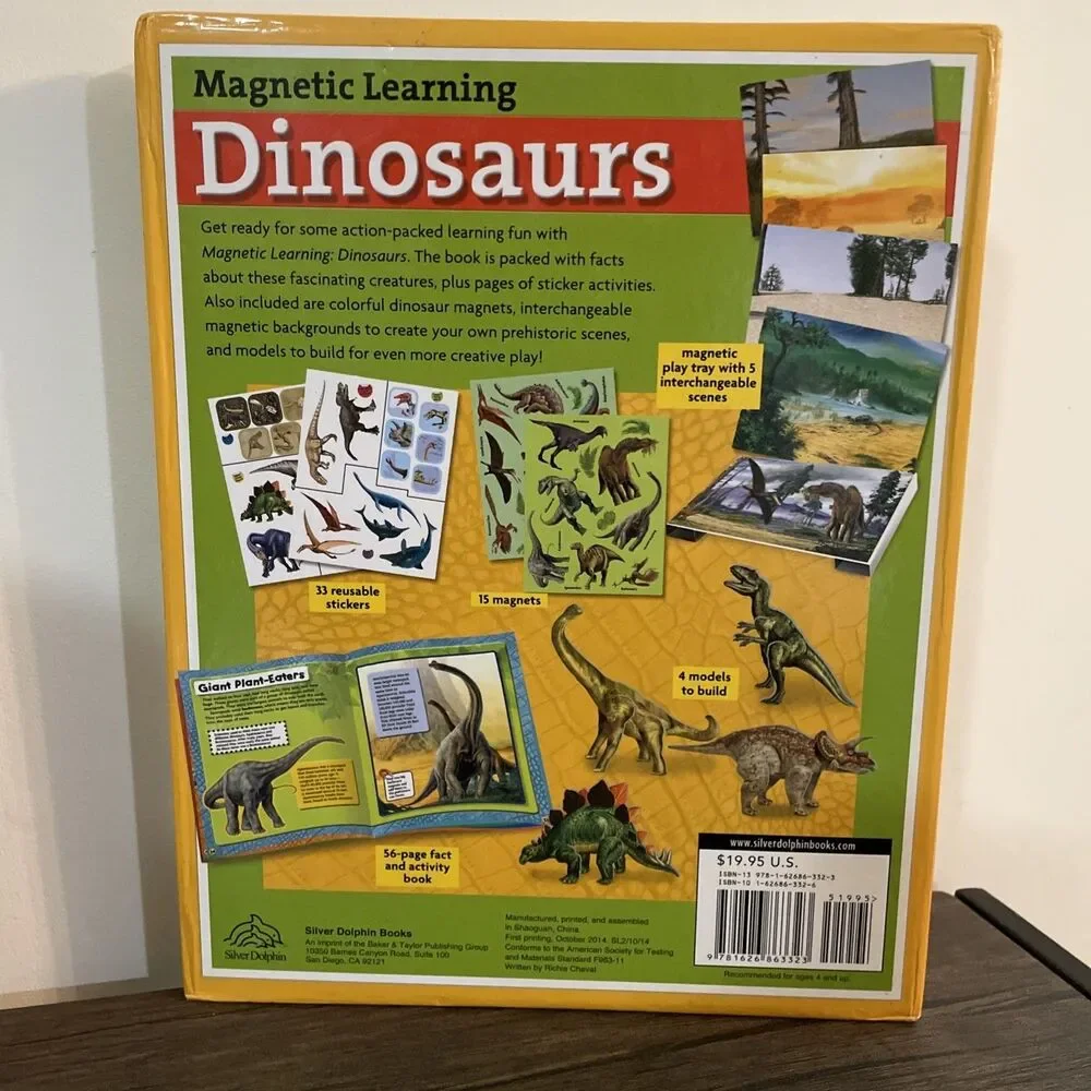NEW Dinosaurs‎ Magnetic Learning Activity Book Stickers Play Tray Models Magnets